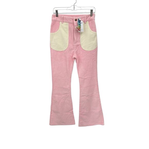 Chic Pink and Cream Wide Leg Pants - Picture 1 of 9